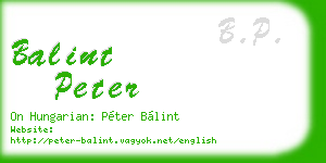 balint peter business card
